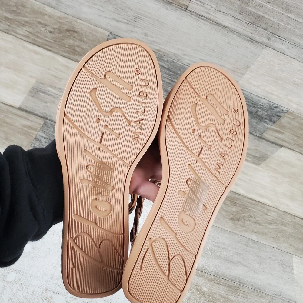Blowfish Malibu Delite Kids Sandal Sz 3 Dune Lotus Rose Gold Die Cut Ankle Strap